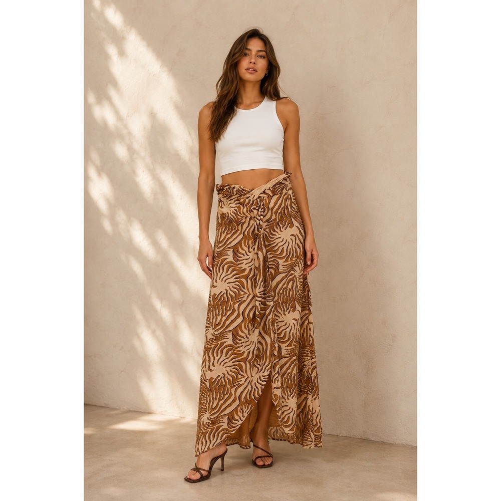 SCOTCH & SODA Womens Maxi Skirt SMALL Tiger Print Wrap Tie SUMMER EDITION 161938